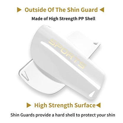 AIMISICAR Kids Youth Soccer Shin Guards for 3-15 Years Old, Boys & Girls - color: White, size: L ( 4'7" - 5'8" Tall )