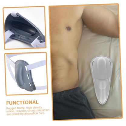 Reusable Breathable Groin Protector Cup for Men, Hard Gray Material Training Crotch Guard, One Size Fits Sports Protective Gear for Boxing and MMA