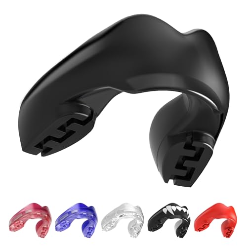 SAFEJAWZ Black Mouth Guard for Braces, One Size Mouthguard with Case | One Size, Ortho Mouthguard, Easy Fit Remoldable, Boxing, Football, Wrestling, MMA, Hockey, Contact Sports - color: Black
