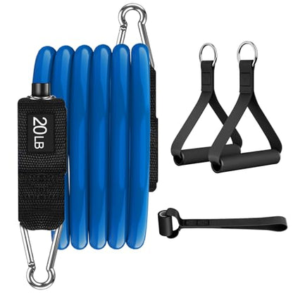VEICK One Single Resistance Bands for Home Workout Fitness Pilates - color: Blue(20LBS) + Handles