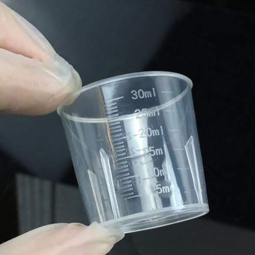 GSHLLO 10 Pcs 30ml Clear Liquid Measuring Cups Small Plastic Graduated Beakers Epoxy Resin Mixing Cups Kitchen Cooking Beaker Cups Transparent Lab Measure Tools for Science Experiment