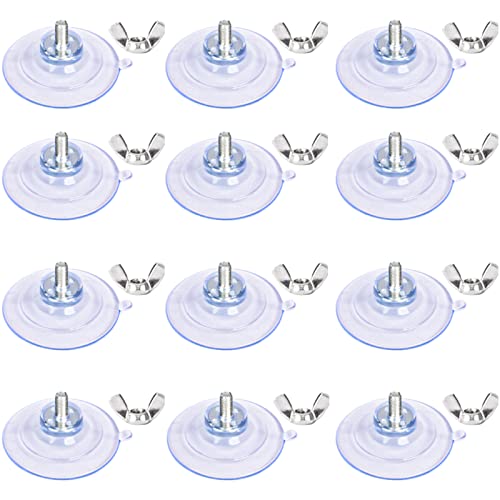 12 Pieces Suction Cup with Screw 1.6 Inches PVC Clear Sucker Pads with M5 Screw Nut, for Shade Cloth Windshield License Plate