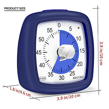 Secura 60-Minute Visual Timer, Silent Study Timer for Kids and Adults - color: Navy Blue & Navy Blue