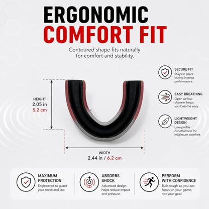 Mouth Guard for Sports, Youth&Adult Mouthguard for Football, Lacrosse, Hockey, Boxing, MMA, Mouth Piece, Protective Gear (Black Red) - color: Black Red