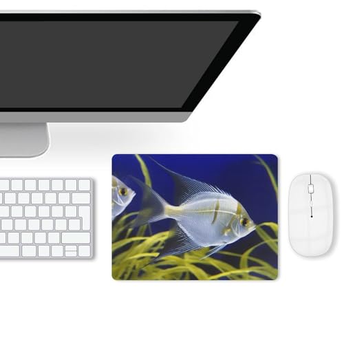 Mousepad Leather Mousemat with Rubber Base Desk Protector Pad for Laptop Aquarium Angelfish Mousemats Computer Desk Mat Non-Slip Desk Pad for Work Office Home 10 X 8 Inches