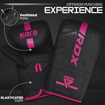 RDX Bag Gloves Boxing Punching Mitts, Maya Hide Leather, Padding, Ventilated Palm, MMA Heavy Punch Training, Muay Thai Kickboxing Focus Pads Double End Speed Ball Workout, Adult Men Women - color: Pink