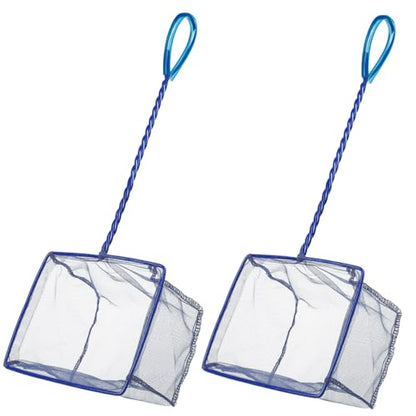 Pawfly 5''/6'' Fish Net for Fish Tank, Aquarium Net with Braided Metal Handle and Nylon Mesh, Small Fish Net Minnow Net for Pond Freshwater and Saltwater - size: 5 Inch-2pcs