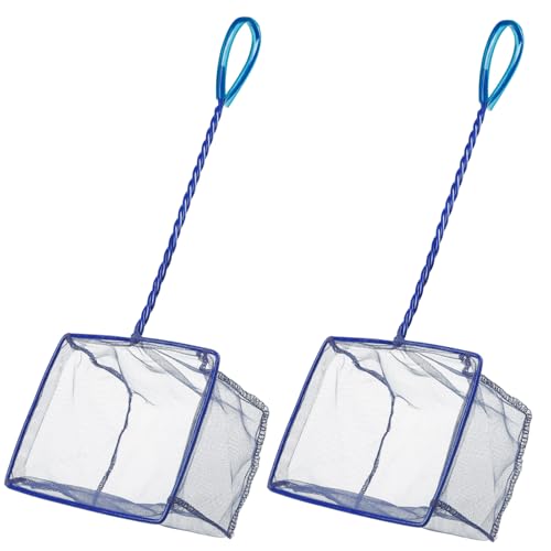 Pawfly 5''/6'' Fish Net for Fish Tank, Aquarium Net with Braided Metal Handle and Nylon Mesh, Small Fish Net Minnow Net for Pond Freshwater and Saltwater - size: 5 Inch-2pcs