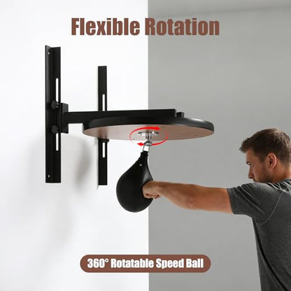 Speed Bag Platform Speed Bag Boxing Kit for Adults Height Adjustable Wall-Mounted Heavy Duty Boxing Training Equipment 360° Rotatable Speed Ball with Punching Ball Fits Home Gym Workout - color: Black Simple Version