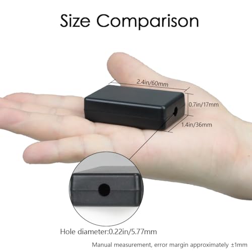 5Pcs ABS Plastic Electrical Project Case Power Junction Box, Project Box Black 2.4 x 1.4 x 0.7 inch (60 x 36 x 17 mm) - size: 2.4" x 1.4" x 0.7"(5pc)