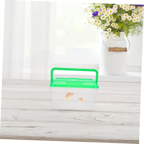 Abaodam 4Pcs Portable Mini Plastic Turtle Tank with Handle Transparent Fish Breeding Box for Small Fish Turtles Reptiles and Hamsters Decorative and Convenient Pet Carrier