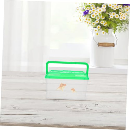Abaodam 4Pcs Portable Mini Plastic Turtle Tank with Handle Transparent Fish Breeding Box for Small Fish Turtles Reptiles and Hamsters Decorative and Convenient Pet Carrier
