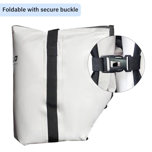 Buffalo Gear Fish Cooler Bag – 37Qt Seamless Insulation Fish Kill Bag, Keeps Ice Cold Up to 36 Hours, Foldable & Waterproof with Rod Attachment Straps & Gear Loops, White - color: White-37QT