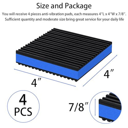 4 Pack Rubber Anti Vibration Pads, 4'' x 4'' x 7/8'' Heavy Duty EVA Mechanical Damping Vibrating Sound Isolation Pad for Compressor, Air Conditioner, Washer, Dryer, Treadmill