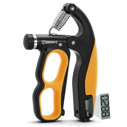 Grip Strength Trainer Adjustable 22-330 lbs with Electronic Counter, Hand Gripper Strengthener, Heavy Duty Forearm Strengthener, Wrist & Finger Exerciser for Grip Strength Training, Orange