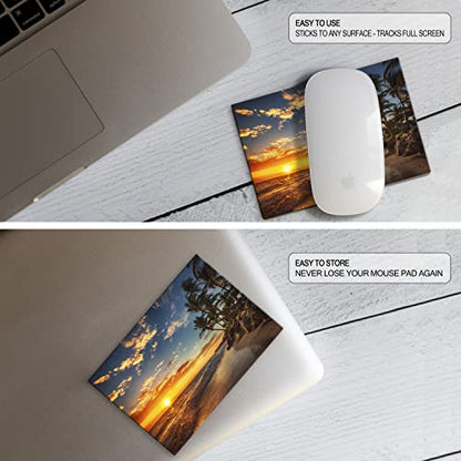 Mouse Pad Adhesive Bottom - Sticks to Any Surface - Portable - Webcam Covers and Screen Cleaner Included (2 Pack - Beach Set) - color: 2 PACK - BEACH SET