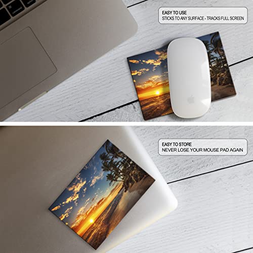 Adhesive Mouse Pad - Peel and Sticks to Any Surface - Travel Mouse Pad, Sticky for Any Surface - Excellent Tracking - Beach Sunset - color: BEACH - SUNSET