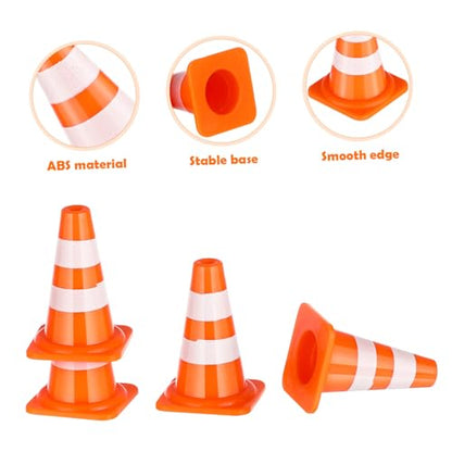 NUOBESTY 50Pcs Mini Traffic Cones, 0.98 Mini Orange Construction Cones Miniature Sports Training Roadblock Toy Safety Road Street Signs Models for Sand Table, Kids Pretend Play, Traffic Scene