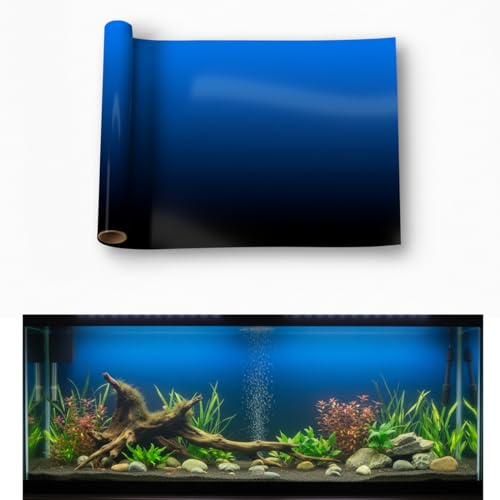 Aquarium Background - Static Cling Fish Tank Sticker - Black Blue Gradient | Easy Install for Glass Tanks, No Residue, Reusable 80 x 40 cm / (32 x 16 inches) - color: Black Blue, size: 32 x 16 inches