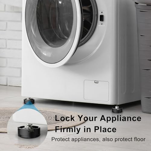 Anti Vibration Pads for Washing Machine,Universal Washer & Dryer Support Foot Pads Feet Stabilizer, Stops Moving Walking, Rubber Anti Slip Muffling Mat, Furnitures Feet Protectors (4 Pack)