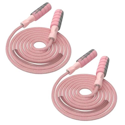 Jump Rope Cotton Adjustable Skipping Weighted jumprope for Women, Adult and Children Athletic Fitness Exercise Jumping Rope - color: Pink, size: 2pcs