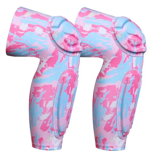 Knee Calf Padded Leg Compression Sleeve Thigh Shin Brace Protective Gear for Football Basketball Volleyball Soccer Baseball Tennis Youth Girls Adult Pink 2XL (1 Pair) - color: Pink, size: XX-Large