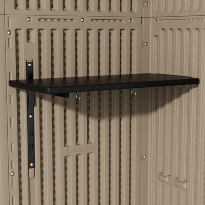 25.5‘’L*13‘’W*1.5‘’H Plastic Shelves for 37Cu.ft/57Cu.ft Outdoor Storage Cabinet,Black HDPE Shelf,Includes 2 Metal Hooks.