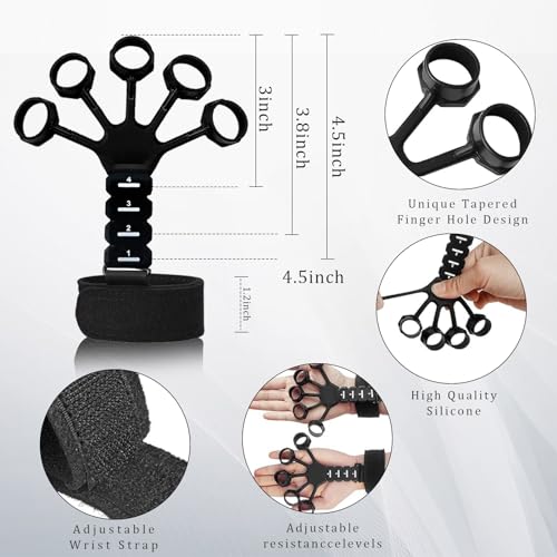 Hand Grip Strengthener Kit 5 Pack Adjustable Finger Forearm Hand Exerciser
