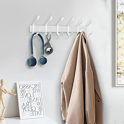 White Coat Rack Wall Mount, 23 Inch Coat Hooks with 8 Hooks, 1 Pack - color: White, size: 8 Hooks