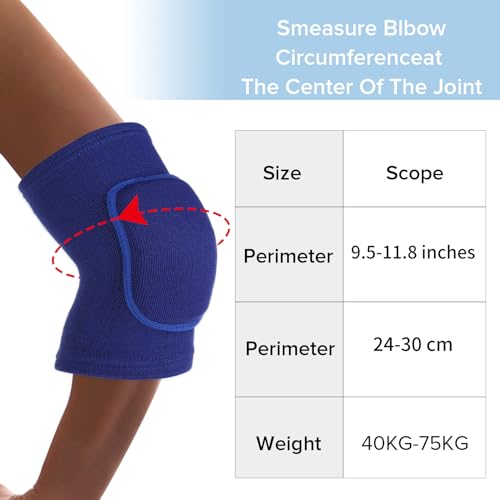 COMNICO Arm Brace Pads Elbow Protector Strap Pair, Breathable Anti-Collision Sponge Tendonitis Fitness Volleyball Basketball Tennis Golfers Knee Support Band for Kids Men Women Elderly - color: Blue(40-75kg)