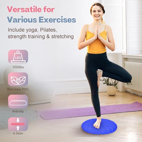 kisnbld Wobble Cushion, Balance Disc with Pump, Core & Posture Training - color: 1Blue