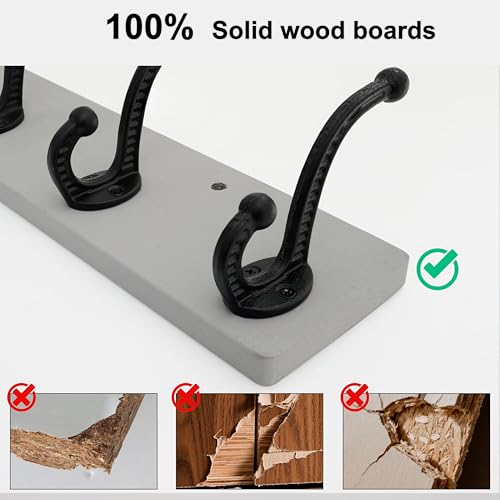 WEBI Rustic Coat Rack Wall Mount,24" Long 6 Cast Iron Coat Hooks Wall Mounted,Heavy Duty Wood Wall Coat Hanger Hooks for Hanging Coats,Jacket,Clothes,Backpack,Farmhouse,Gray,2 Packs - color: Gray, size: 24 Inch(2 Packs)