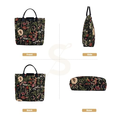 Signare Tapestry Foldable Tote Bag Reusable Shopping Bag Grocery Bag - color: Peony