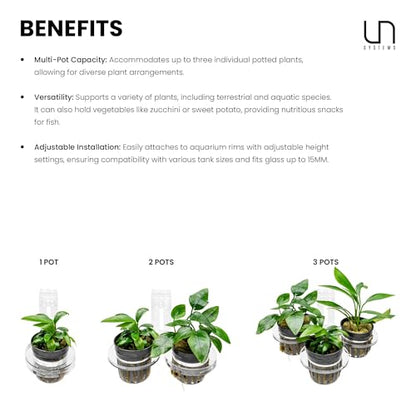 Ultum Nature Systems Hydro Pot Holder – Clear Adjustable Acrylic Aquarium Plant Holder - Sturdy Aquarium Planter and Aquatic Plant Pot for Live Plants, Large - size: Large