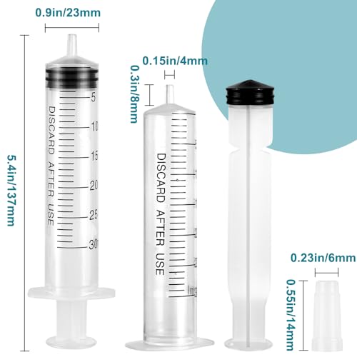 4 Pack Plastic 30ml Syringes with Cap, Sterile Syringe Individually Packaged for Labs, Liquid Measuring, Feeding Pets, Oil or Glue Applicator - style: 30ml