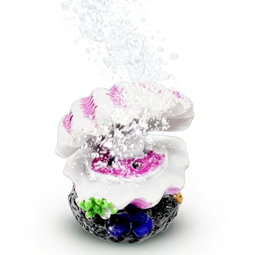 Fish Tank Bubbler Decorations,Mini Cute Pink Shell Decor,Aquarium Decor with Air Stone for Small Fish Tank Bubblers
