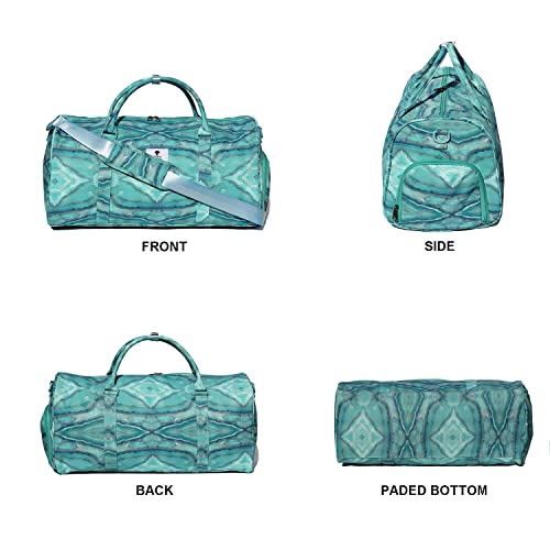 Original Floral Water Resistant Duffel Bag Gym bag Weekender Travel Bag for Gym Beach Travel Daily Bags - color: [Q]Teal Jade