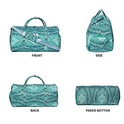 Original Floral Water Resistant Duffel Bag Gym bag Weekender Travel Bag for Gym Beach Travel Daily Bags - color: [Q]Teal Jade