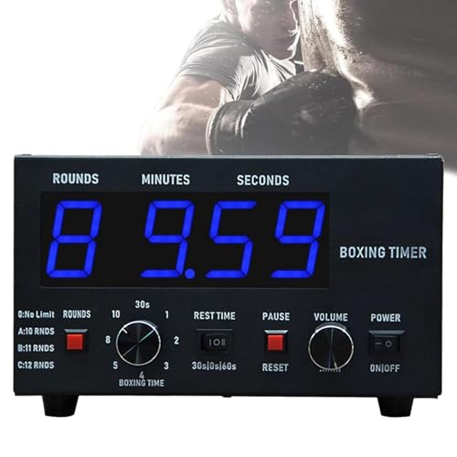 Professional Gym Timer, Big Screen Boxing Interval Timer, Adjustable Sound/Training Time/Cycle Repetitions, Muay Thai Training Timer for Boxing, Muay Thai, Fighting, Taekwondo, Karate Blue - color: Blue