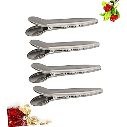 Cabilock 4pcs Multi-Functional Food Containers Lids Sealing Clips Stainless Steel File Clip Office Home Fixing Clamp