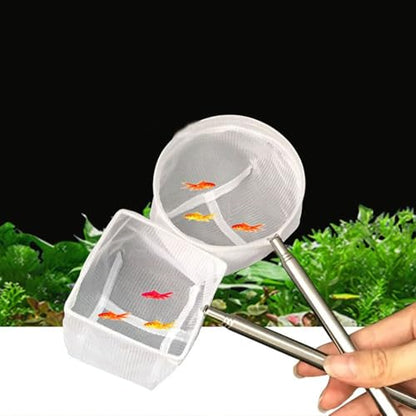 Telescopic Shrimp Net Extendable Telescopic Soft Aquarium Shrimp Net White Goldfish Net(L-Square)