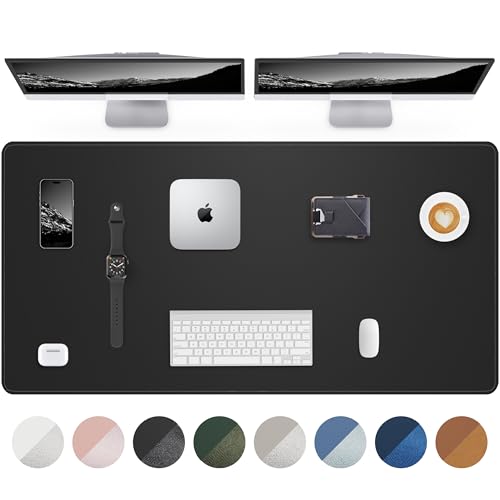 AFIING Large Desk Mat 55" x 24" - PU Leather Desk Pad Protector, Waterproof Non-Slip Extended Mouse Pad for Office Desk, Keyboard, Laptop and Home Workspace (Black) - color: Black, size: 55.1" x 24"