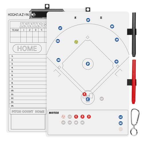 Magnetic Baseball Coach Clipboard, Dry Erase Coach Lineup Board, Premium Tactical Baseball Coaching Board with 40 Lineup Cards and Marker, Dugout Display Softball Coaching Accessories - color: B-vertical