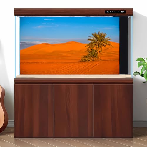 Desert Reptile Tank Background Majestic Sunset Desert Landscape Terrarium Background Desert Palm Tree Sand Dunes Reptile Habitat Background Sunrise Sahara Desert Aquarium Fish Tank Background 36x18in - size: 36(W)x18(H)inches/ 90(W)*45cm(H)