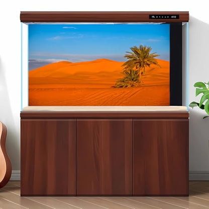 Desert Reptile Tank Background Majestic Sunset Desert Landscape Terrarium Background Desert Palm Tree Sand Dunes Reptile Habitat Background Sunrise Sahara Desert Aquarium Fish Tank Background 48x20in - size: 48(W)x20(H)inches/ 120(W)*50cm(H)