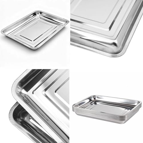 10-Pack 16 Inch Stainless Steel Growing Trays, Heavy-Duty Metal Sprouting Tray for Plants, Stainless Steel Plant Germination Trays for Hydroponics, Transplanting (Silver) - size: 10 Pack 16 Inch Silver
