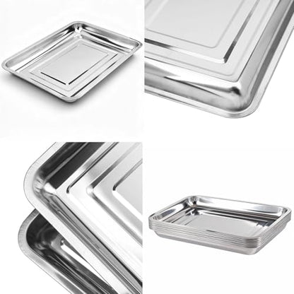 10-Pack 16 Inch Stainless Steel Growing Trays, Heavy-Duty Metal Sprouting Tray for Plants, Stainless Steel Plant Germination Trays for Hydroponics, Transplanting (Silver) - size: 10 Pack 16 Inch Silver