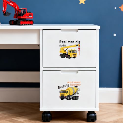 Peacoblue 18 Sheets Rub on Transfers for Crafts, Engineering Vehicles with Text 3.6"x3.9" UV DTF Cup Wraps Waterproof Cold Transfers Stickers for Wood Glass Metal Cup Tumblers Mirrors Mugs Decor - style: Engineering Vehicles with Text