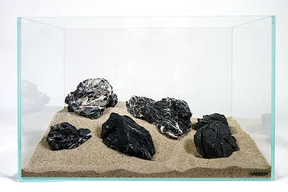 Dark SEIRYU Stones Natural Rocks(17lbs, 3~11 inches,7-8pcs) for Aquarium, Paludarium, Terrariums, Landscaping Rocks, Decorative Aquarium Rocks - size: 08 Dark Seiryu Stones(3-11inch,17lbs)