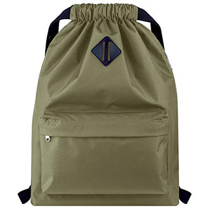 Vorspack Drawstring Backpack with Front & Side Pocket for Men Women - color: 02-green